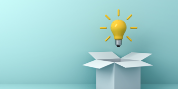 Lightbulb out of box patent idea graphic