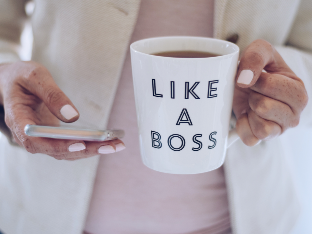 Be your own boss coffee mug and phone