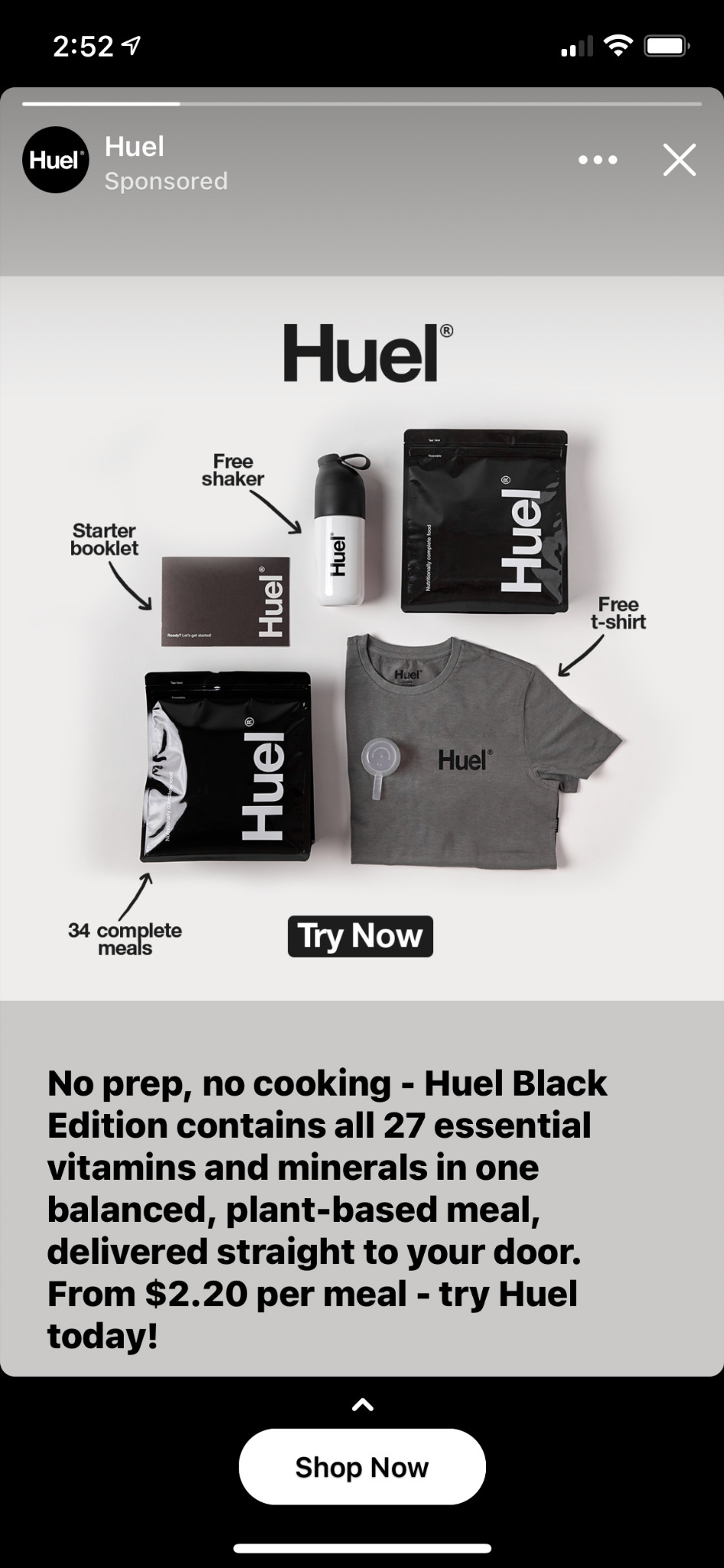 Huel facebook ad example