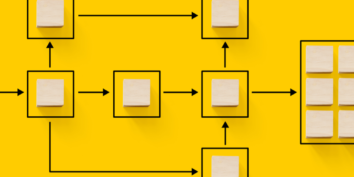Workflow management flowchart image yellow background