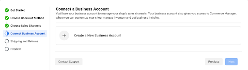Connect business account for instagram shop