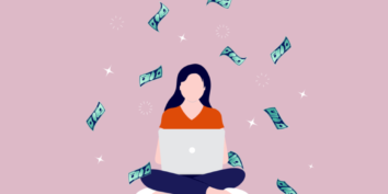 Woman doing online side job to make money graphic