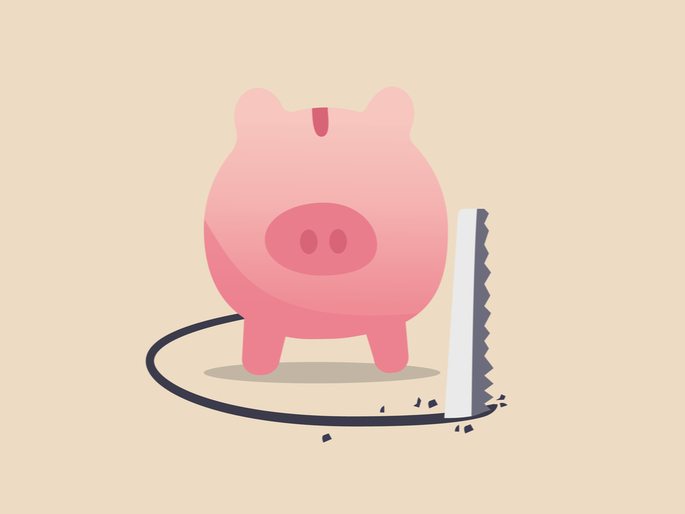 Business not making money piggy bank graphic