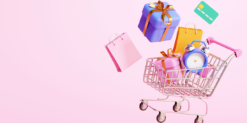 Holiday sales shopping cart pink