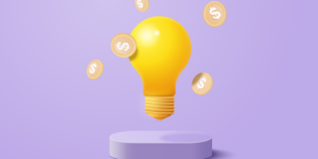 Lightbulb surrounded by dollar signs