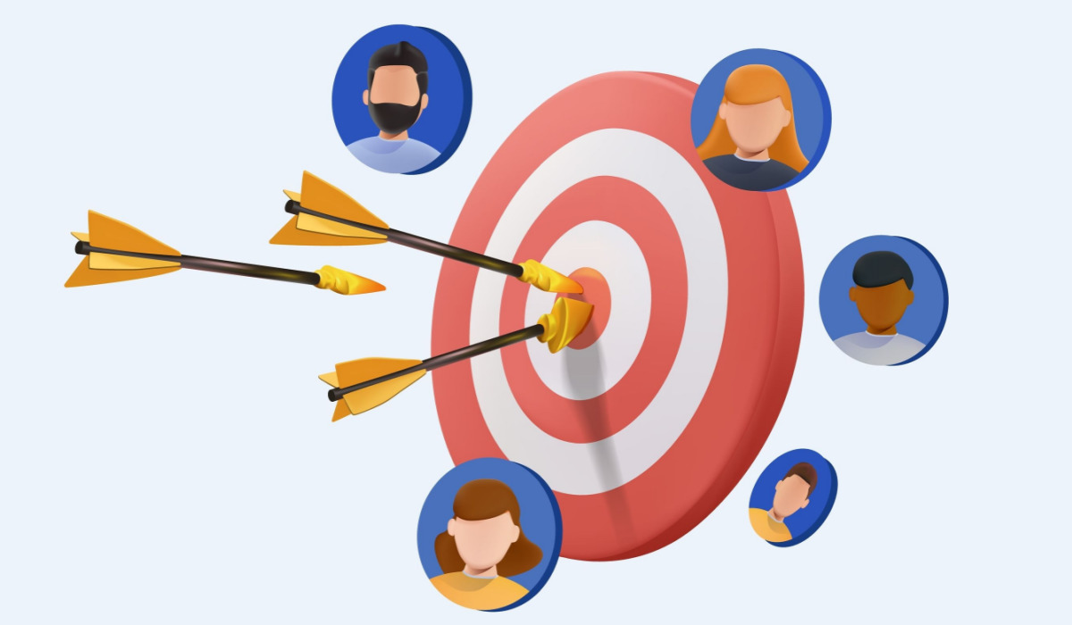 Find your niche graphic arrow and target