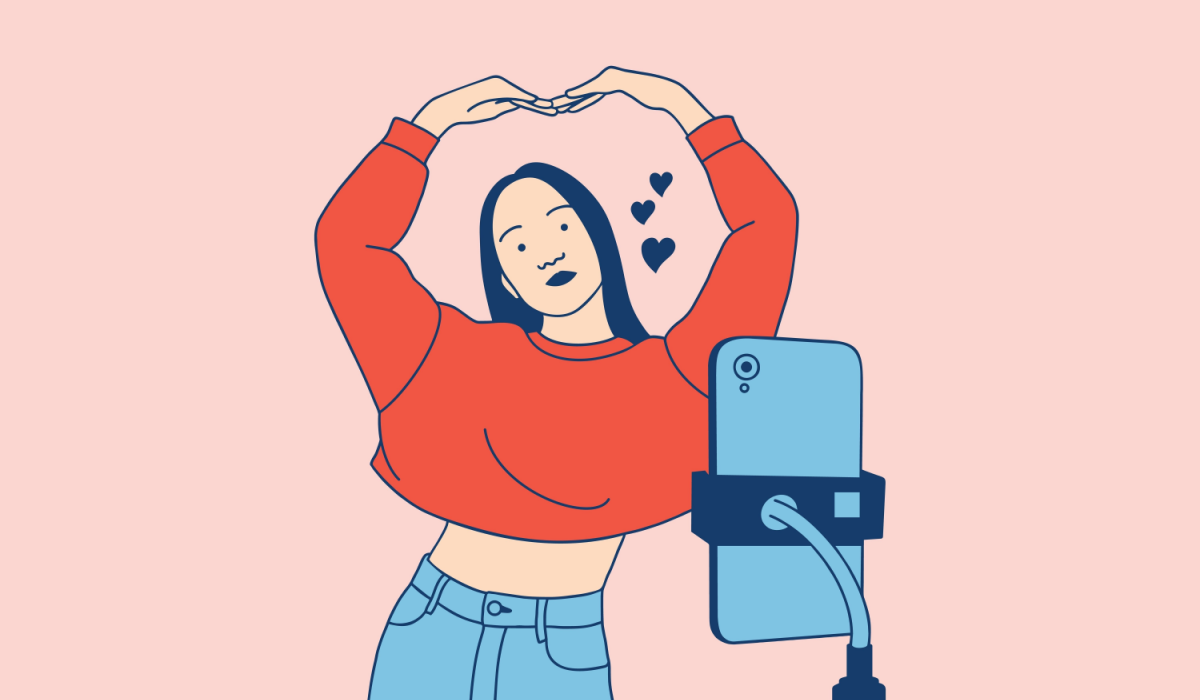 Illustration of woman making an instagram reel