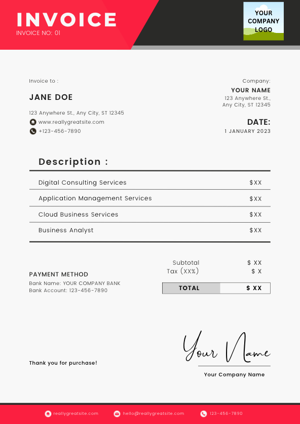 Foundr consulting invoice template
