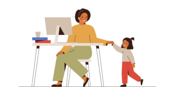 Stay at home mom working illustration