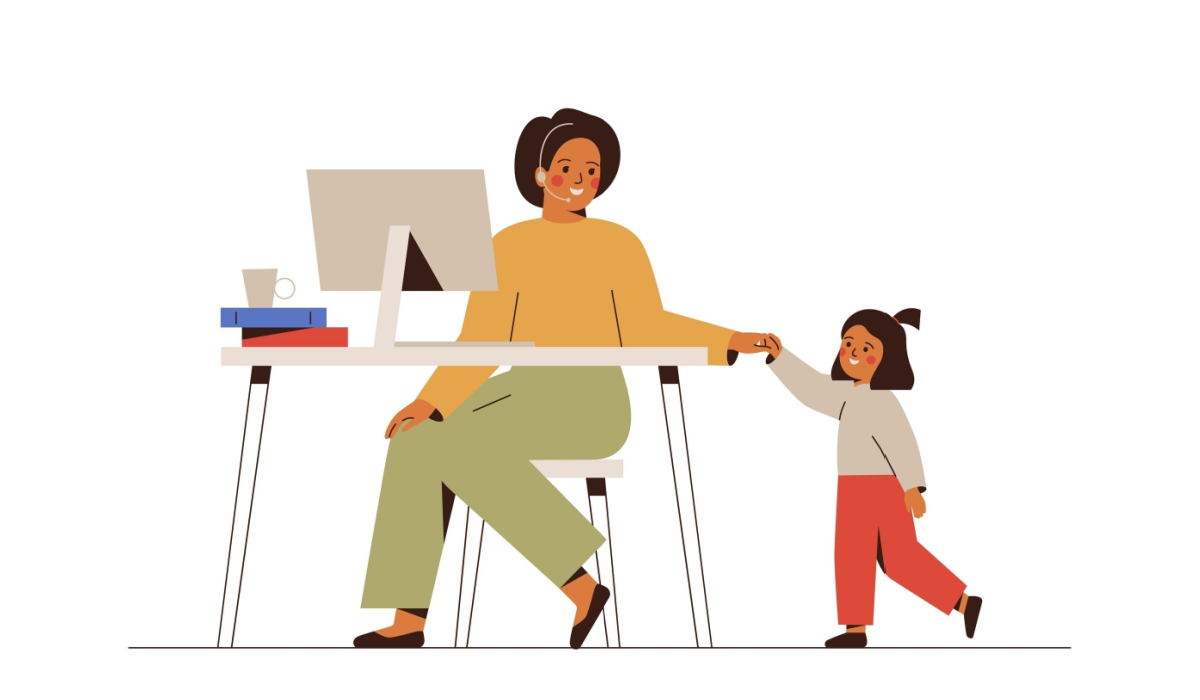 Stay at home mom working illustration