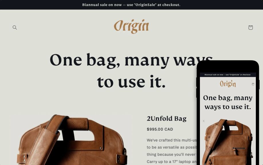 Origin Shopify template