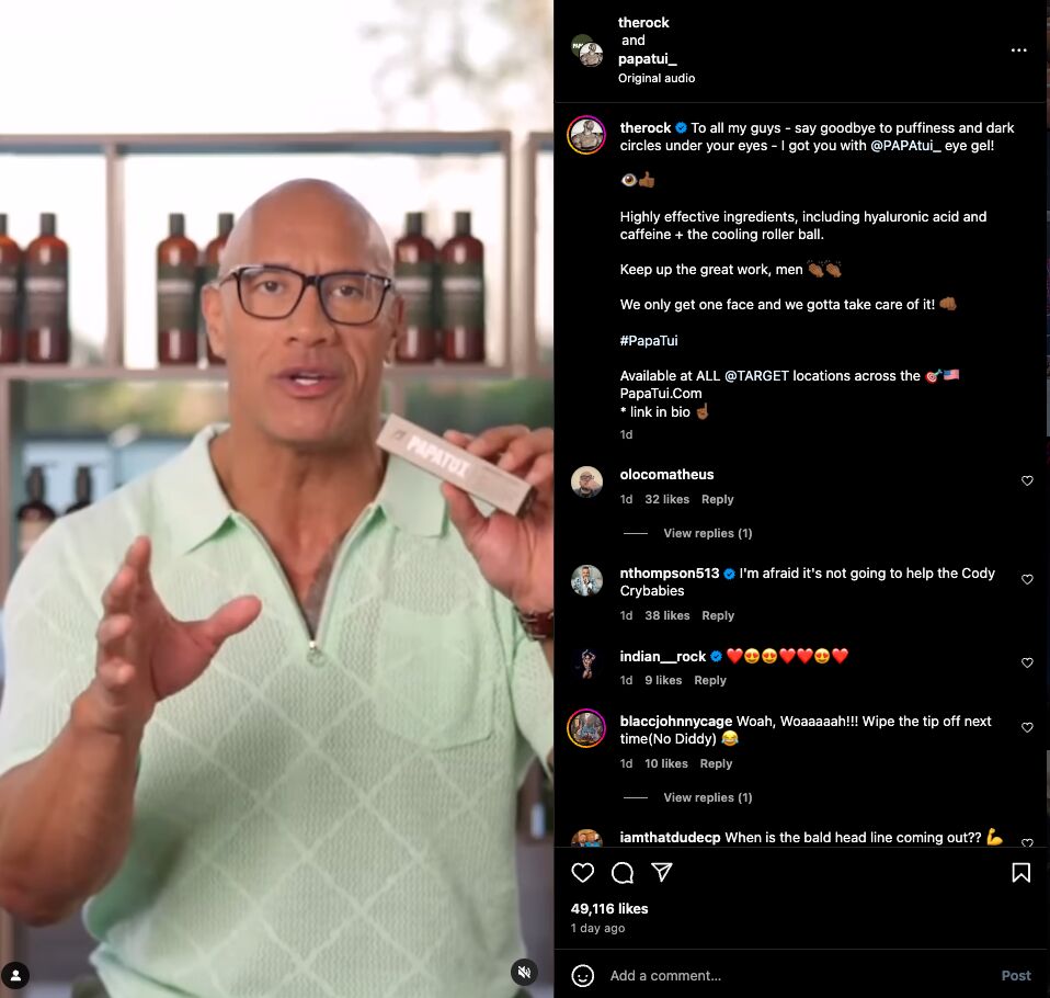 Papatui the rock instagram collab