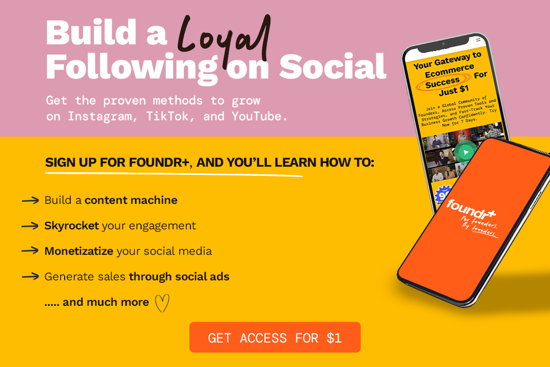 Foundr plus dollar trial social media banner - How to Make a TikTok Video for Your Brand in 8 Steps