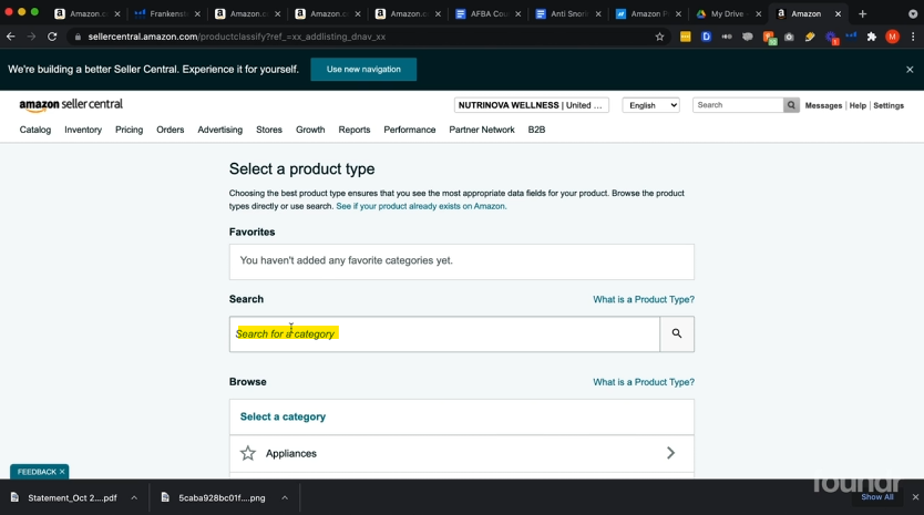 Amazon product listing select product type